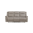 Lenny Manual Recliner Sofa- 3 Seater- Channeled Back- Gray Microfiber