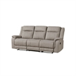 Lenny Manual Recliner Sofa- 3 Seater- Channeled Back- Gray Microfiber