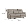 Lenny Manual Recliner Sofa- 3 Seater- Channeled Back- Gray Microfiber