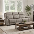 Lenny Manual Recliner Sofa- 3 Seater- Channeled Back- Gray Microfiber