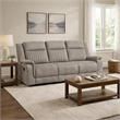 Lenny Manual Recliner Sofa- 3 Seater- Channeled Back- Gray Microfiber