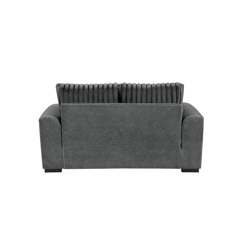 Zian Loveseat- Dark Gray Microfiber and Corduroy- 2 Matching Pillows- 66 Inch