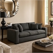 Zian Sofa- Dark Gray Microfiber and Corduroy- 4 Matching Pillows- 92 Inch
