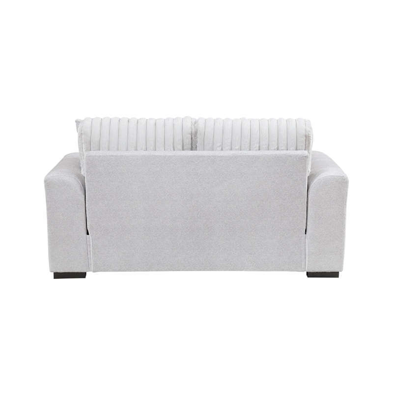 Zian Loveseat- Light Gray Microfiber and Corduroy- 2 Pillows- 66 Inch