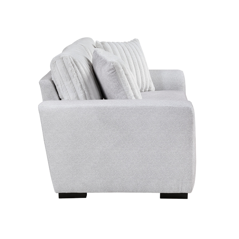 Zian Loveseat- Light Gray Microfiber and Corduroy- 2 Pillows- 66 Inch