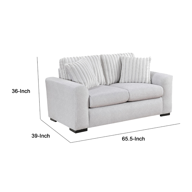 Zian Loveseat- Light Gray Microfiber and Corduroy- 2 Pillows- 66 Inch