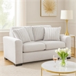 Zian Loveseat- Light Gray Microfiber and Corduroy- 2 Pillows- 66 Inch