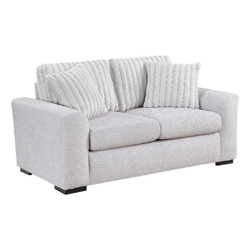 Zian Loveseat- Light Gray Microfiber and Corduroy- 2 Pillows- 66 Inch
