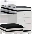 Denna Vanity Set with Stool- Tri-Fold Lighted Mirror- Black Glass Table