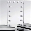 Denna Vanity Set with Stool- Tri-Fold Lighted Mirror- Black Glass Table