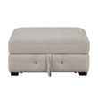Rez Storage Ottoman- 40 Inch Square Lift Top Seat- Taupe Gray Chenille