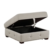 Rez Storage Ottoman- 40 Inch Square Lift Top Seat- Taupe Gray Chenille