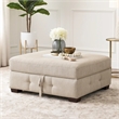 Rez Storage Ottoman- 40 Inch Square Lift Top Seat- Taupe Gray Chenille