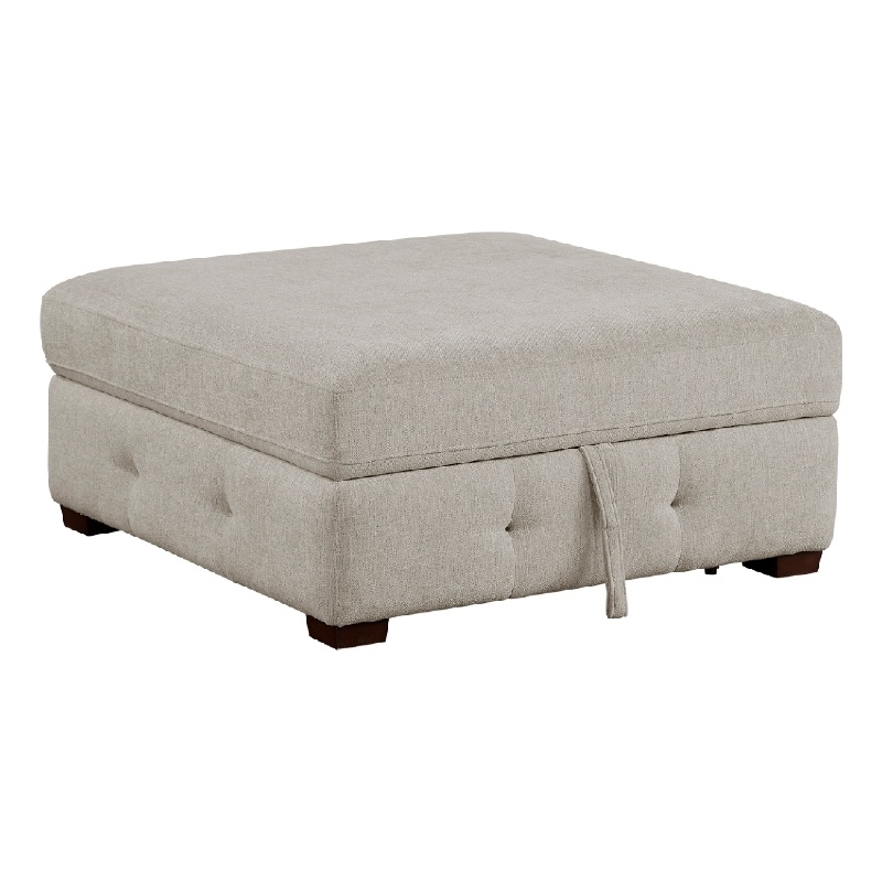 Rez Storage Ottoman- 40 Inch Square Lift Top Seat- Taupe Gray Chenille
