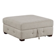 Rez Storage Ottoman- 40 Inch Square Lift Top Seat- Taupe Gray Chenille