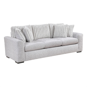 Zian Sofa- Light Gray Microfiber and Corduroy- 4 Matching Pillows- 92 Inch
