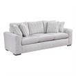 Zian Sofa- Light Gray Microfiber and Corduroy- 4 Matching Pillows- 92 Inch