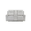 Lupe Double Manual Reclining Loveseat with Console- Light Gray Microfiber