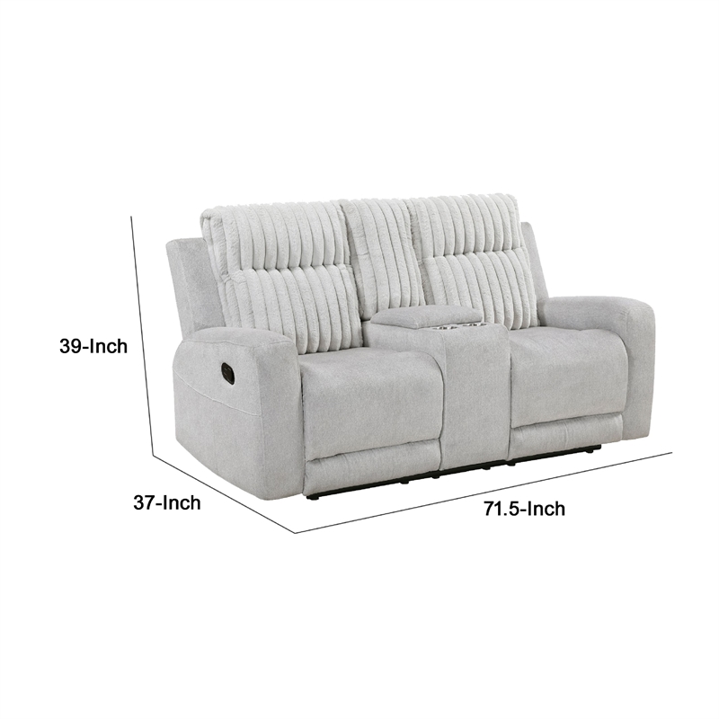 Lupe Double Manual Reclining Loveseat with Console- Light Gray Microfiber