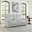 Lupe Double Manual Reclining Loveseat with Console- Light Gray Microfiber