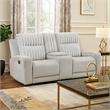Lupe Double Manual Reclining Loveseat with Console- Light Gray Microfiber