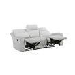 Lupe Double Manual Reclining Sofa with Plush Cushions- Light Gray Microfiber
