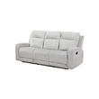 Lupe Double Manual Reclining Sofa with Plush Cushions- Light Gray Microfiber