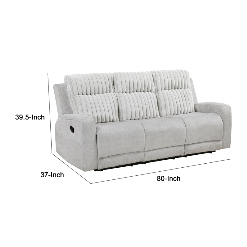 Lupe Double Manual Reclining Sofa with Plush Cushions- Light Gray Microfiber