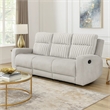 Lupe Double Manual Reclining Sofa with Plush Cushions- Light Gray Microfiber