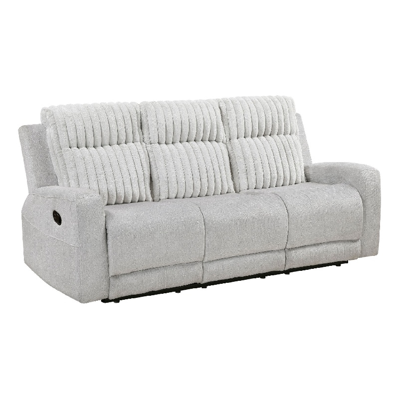 Lupe Double Manual Reclining Sofa with Plush Cushions- Light Gray Microfiber