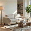 Lny Sofa- Beige Polyester- Wood Natural Brown Frame and Legs- 81 Inch