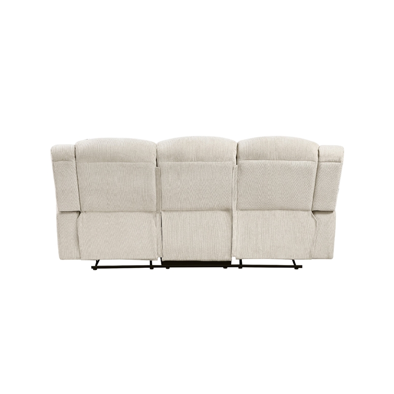 Reo Double Manual Reclining Sofa with Nailhead Trim- Beige Chenille