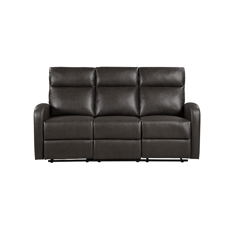 Mey Wall Hugger Manual Recliner Sofa- Dark Brown Faux Leather 71 Inch