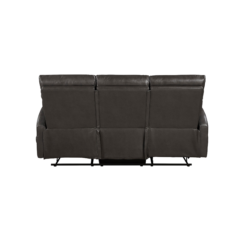 Mey Wall Hugger Manual Recliner Sofa- Dark Brown Faux Leather 71 Inch