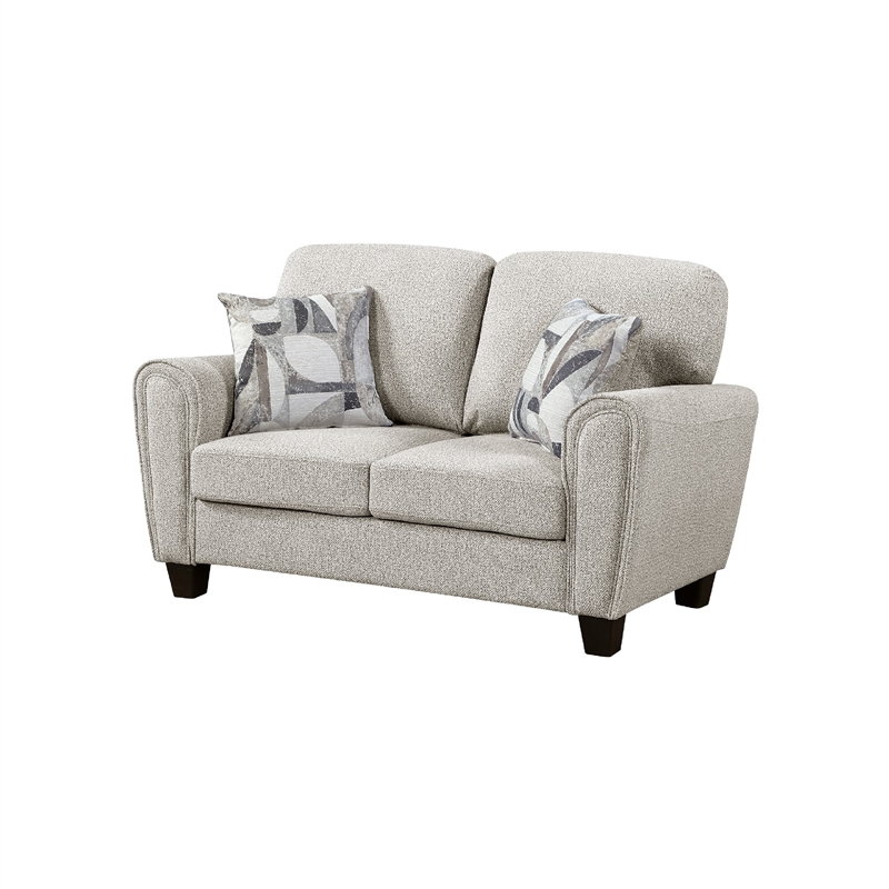 Loi Loveseat w 2 Pillows- Reversible Cushion- Gray Chenille- 63 Inch