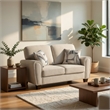 Loi Loveseat w 2 Pillows- Reversible Cushion- Gray Chenille- 63 Inch