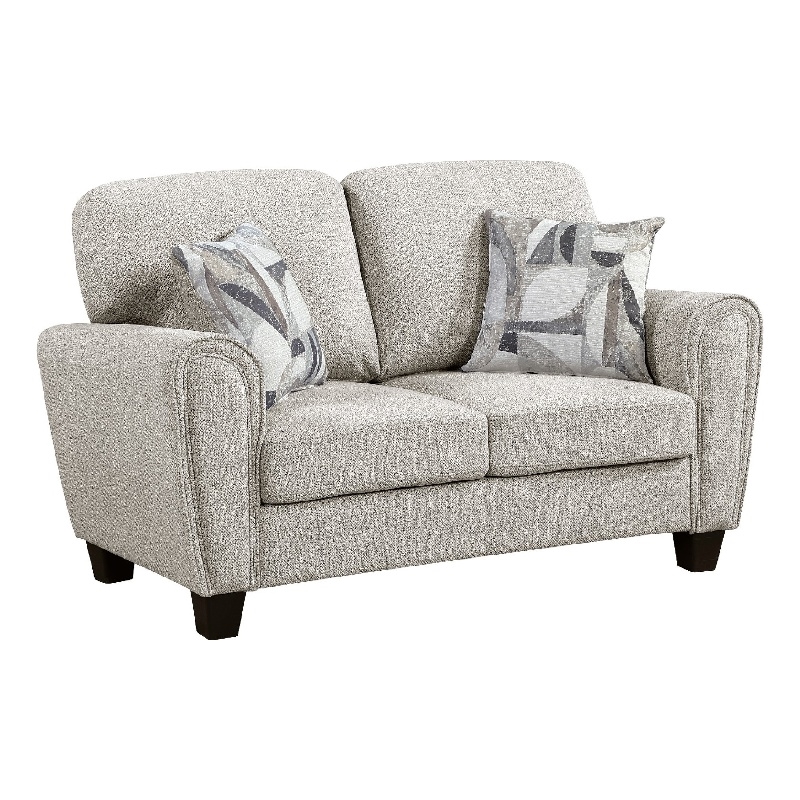 Loi Loveseat w 2 Pillows- Reversible Cushion- Gray Chenille- 63 Inch