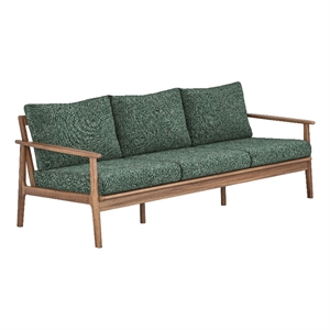 Anya Outdoor Sofa- Natural Brown Wood- Moss Green Cushions- 89 Inch