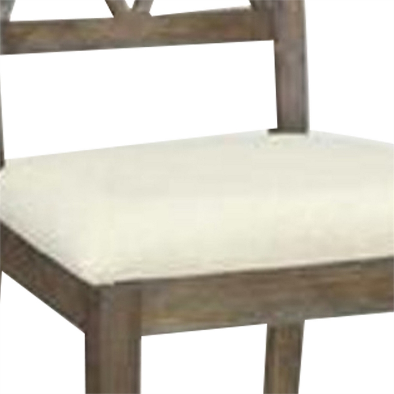 Jesa 5pc Round Dining Table Set- White Botticino Italian Marble- Walnut Brown