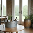 Lola Embossed Design Oval Shape Galvanized Steel Tub with Side Handles- Small