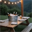 Lola Embossed Design Oval Shape Galvanized Steel Tub with Side Handles- Small