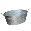 Lola Embossed Design Oval Shape Galvanized Steel Tub with Side Handles- Small