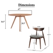 Kios 5pc Round Dining Table Set- Splayed Legs- Curved Back- Brown