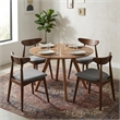 Kios 5pc Round Dining Table Set- Splayed Legs- Curved Back- Brown