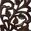 Mango Wood Wall Panel Hand Crafted with Leaves and Scroll Work Motif- Brown