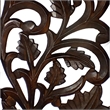 Mango Wood Wall Panel Hand Crafted with Leaves and Scroll Work Motif- Brown