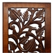 Mango Wood Wall Panel Hand Crafted with Leaves and Scroll Work Motif- Brown