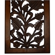 Mango Wood Wall Panel Hand Crafted with Leaves and Scroll Work Motif- Brown