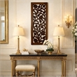 Mango Wood Wall Panel Hand Crafted with Leaves and Scroll Work Motif- Brown