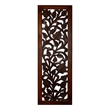 Mango Wood Wall Panel Hand Crafted with Leaves and Scroll Work Motif- Brown